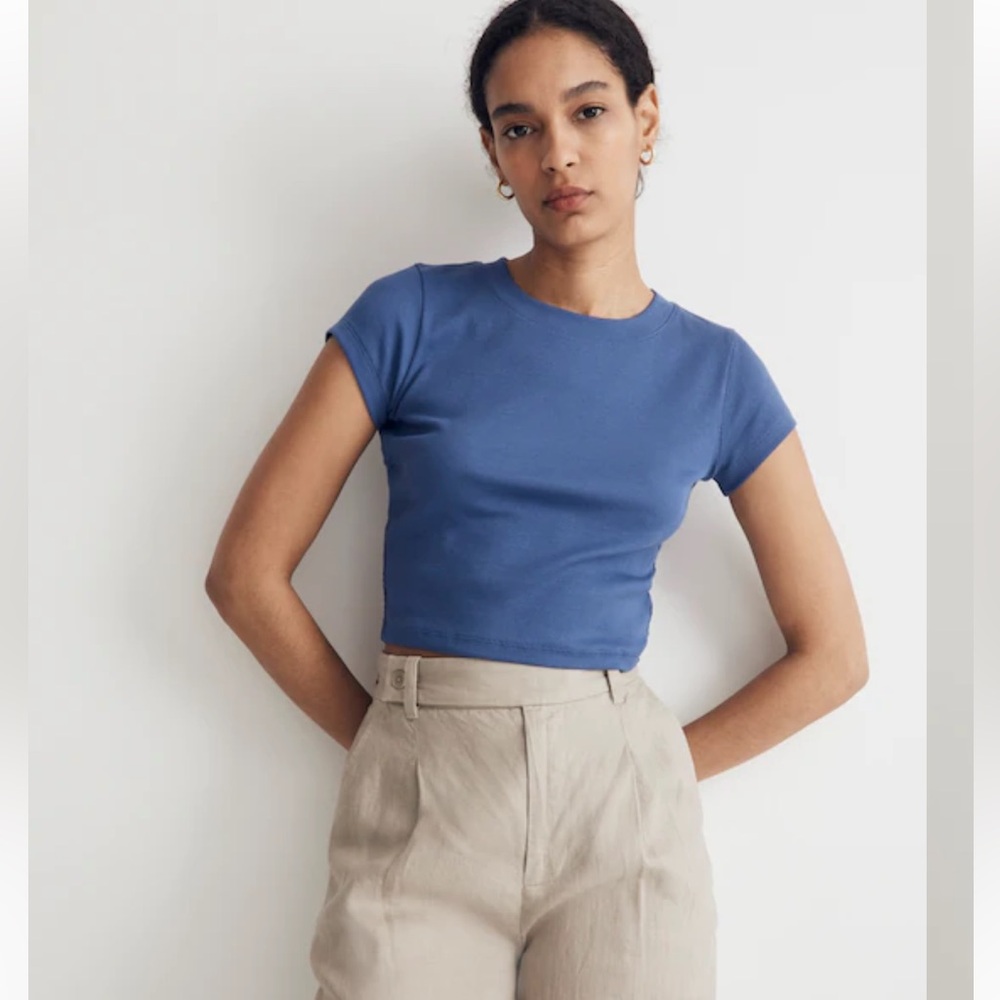 Madewell Supima® Rib Crop Tee, dusty twilight